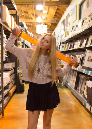 Teen Cole Esenwein flashes her undies while posing in the art supplies store